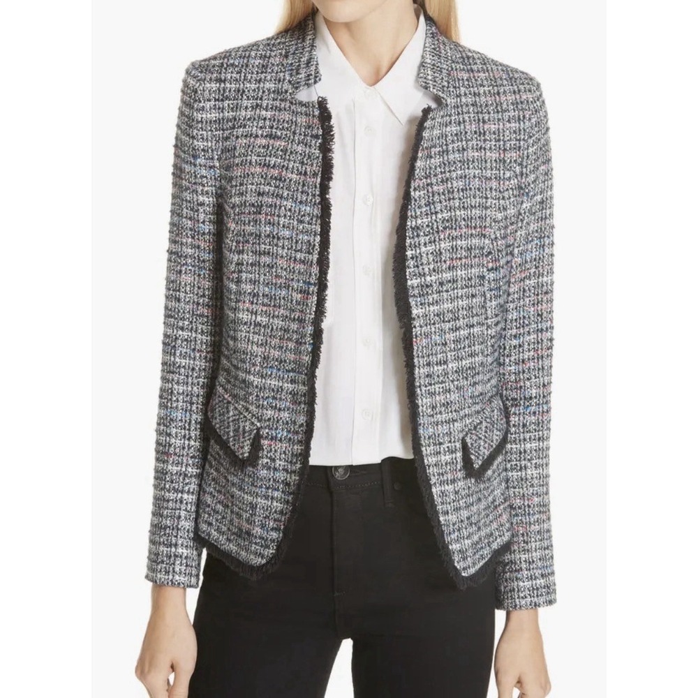 Helene London Women's Navy Tweed Blazer Jacket Designer Office Size XL $349